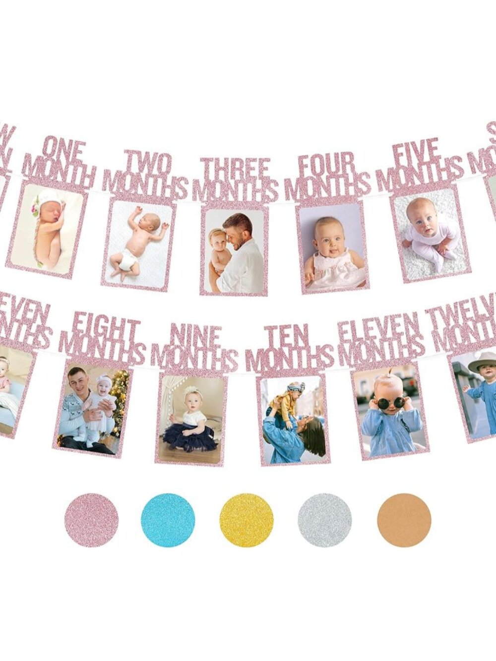 1st Birthday Photo Banner for Baby from Newborn to 12 Months, 1st Birthday Decor